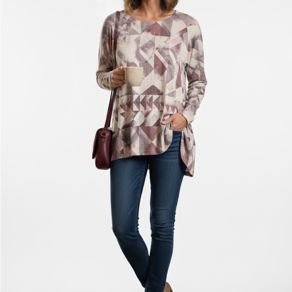 Nally & Millie Abstract Long Sleeve Top - NWT